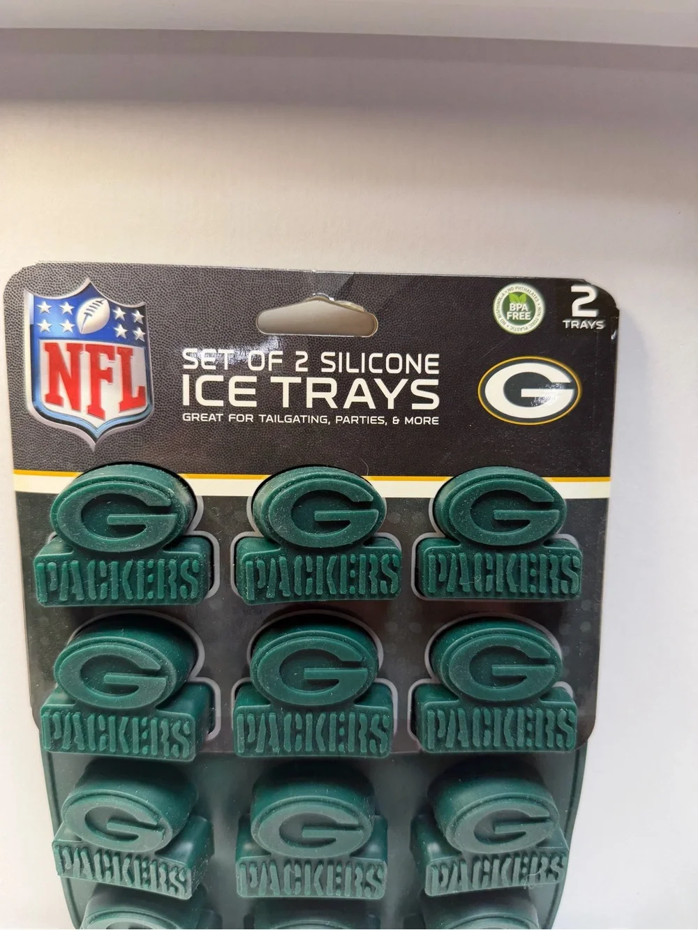 Green Bay Packers NFL Silicone Ice Trays Set of 2 Fan Pans BPA Free NWT